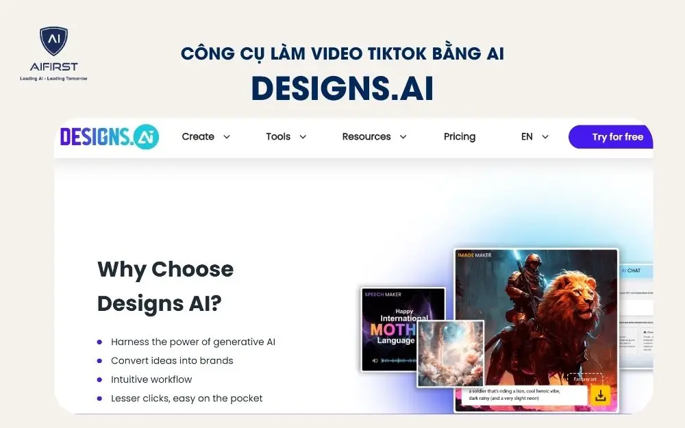 Designs.ai có giao diện thân thiện, dễ sử dụng