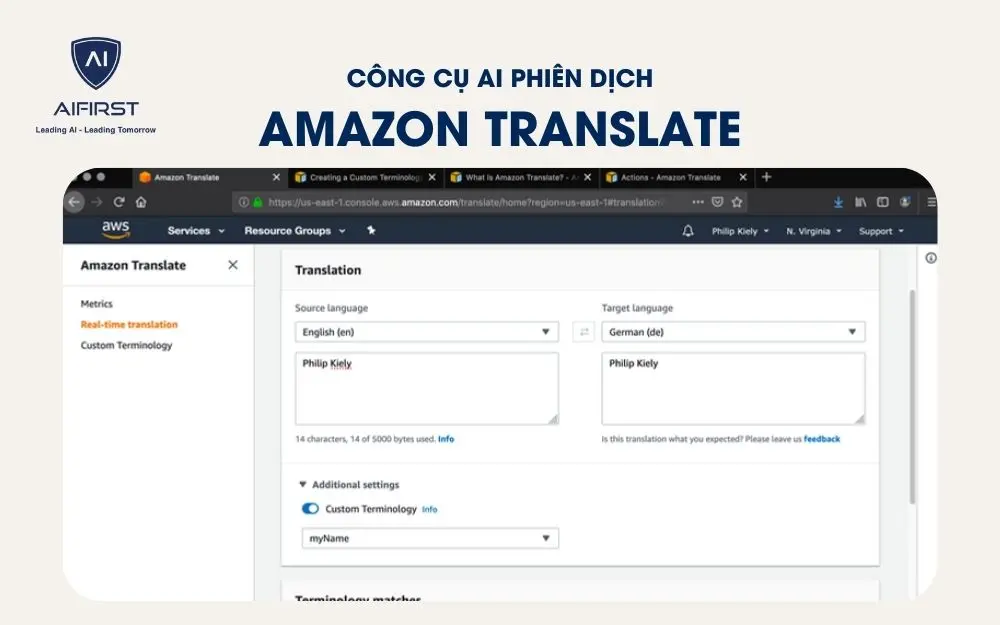 AI phiên dịch của Amazon 