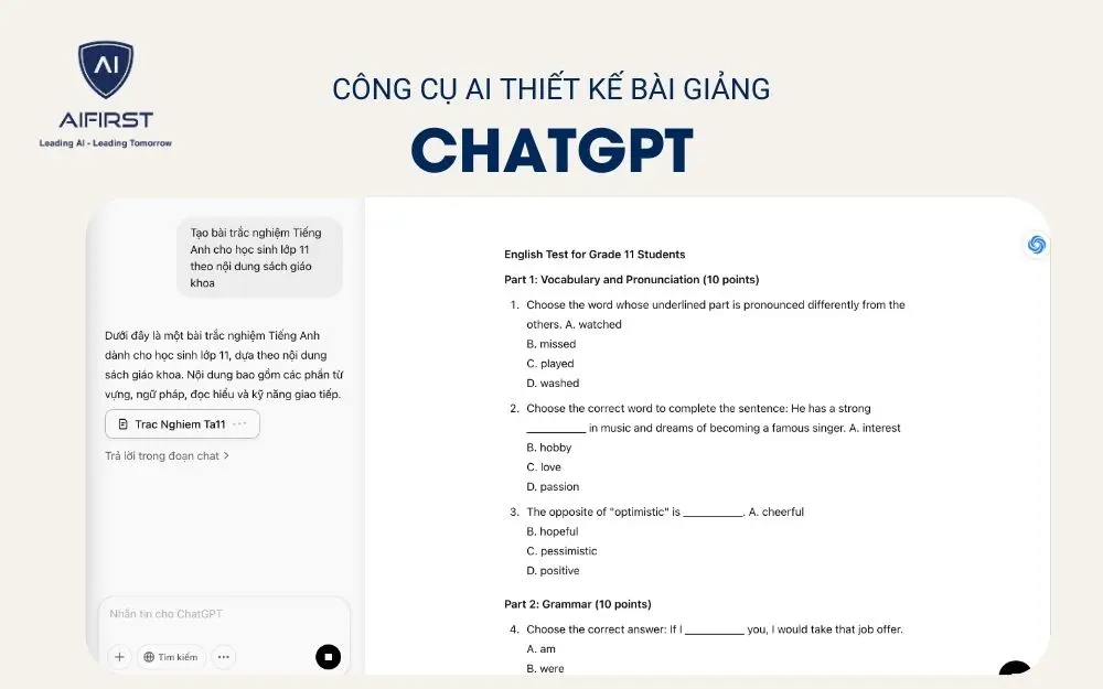 ChatGPT - Công cụ hỗ trợ thiết kế bài giảng 