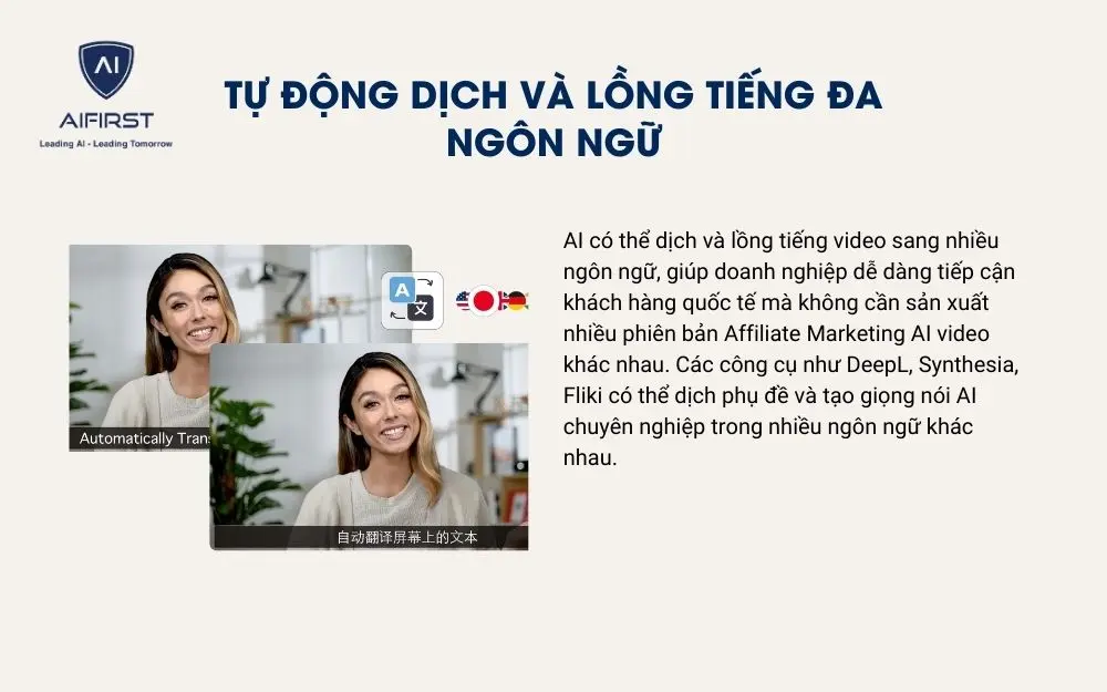 Tự động dịch và lồng tiếng đa ngôn ngữ trong video Affiliate Marketing