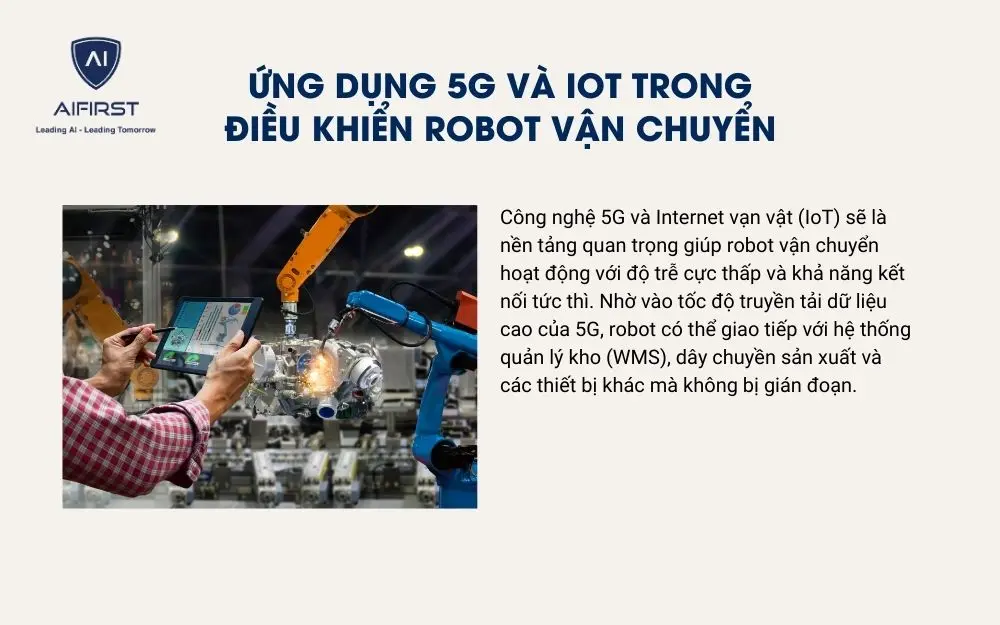 Ứng dụng 5G và IoT trong điều khiển robot vận chuyển