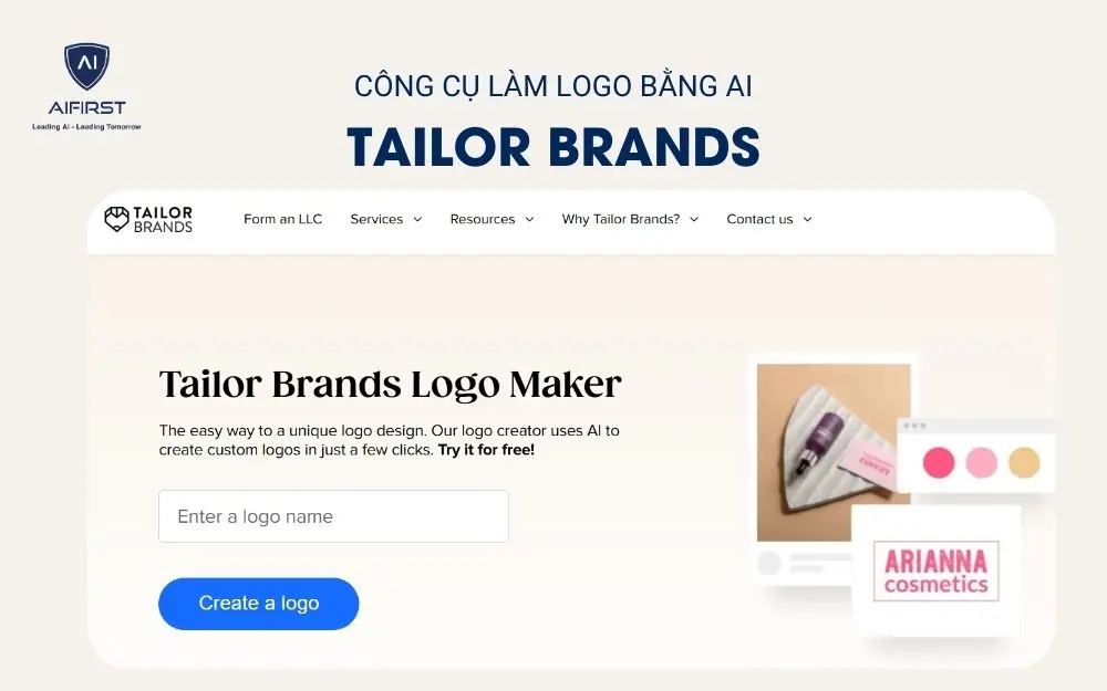 Làm logo bằng AI đơn giản với công cụ Tailor Brands