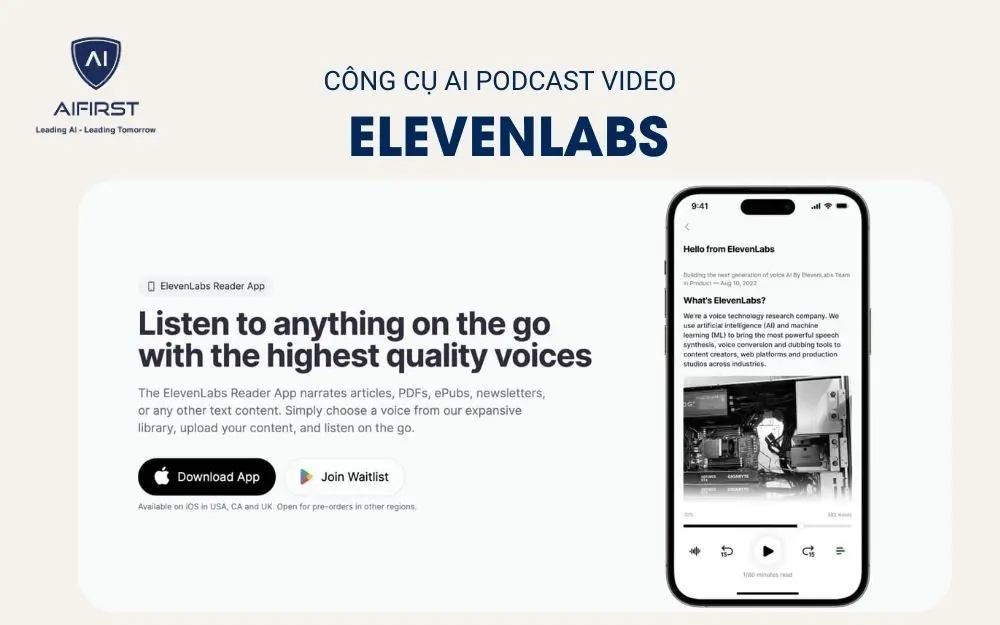 Công cụ AI giọng nói: ElevenLabs