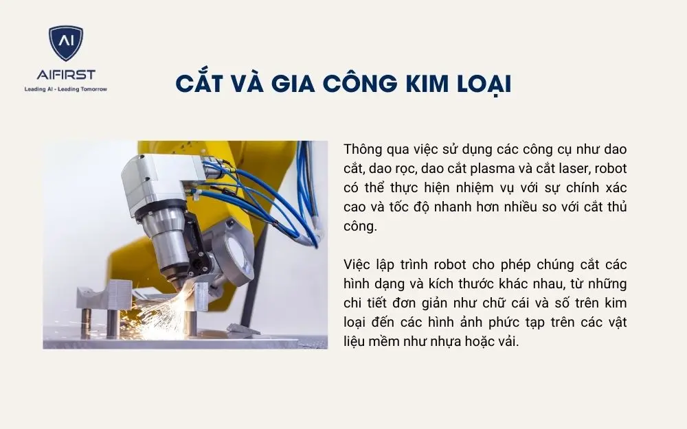 Robot cắt và gia công kim loại trong nhà máy