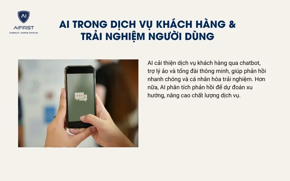 Ứng dụng AI trong dịch vụ khách hàng và trải nghiệm người dùng