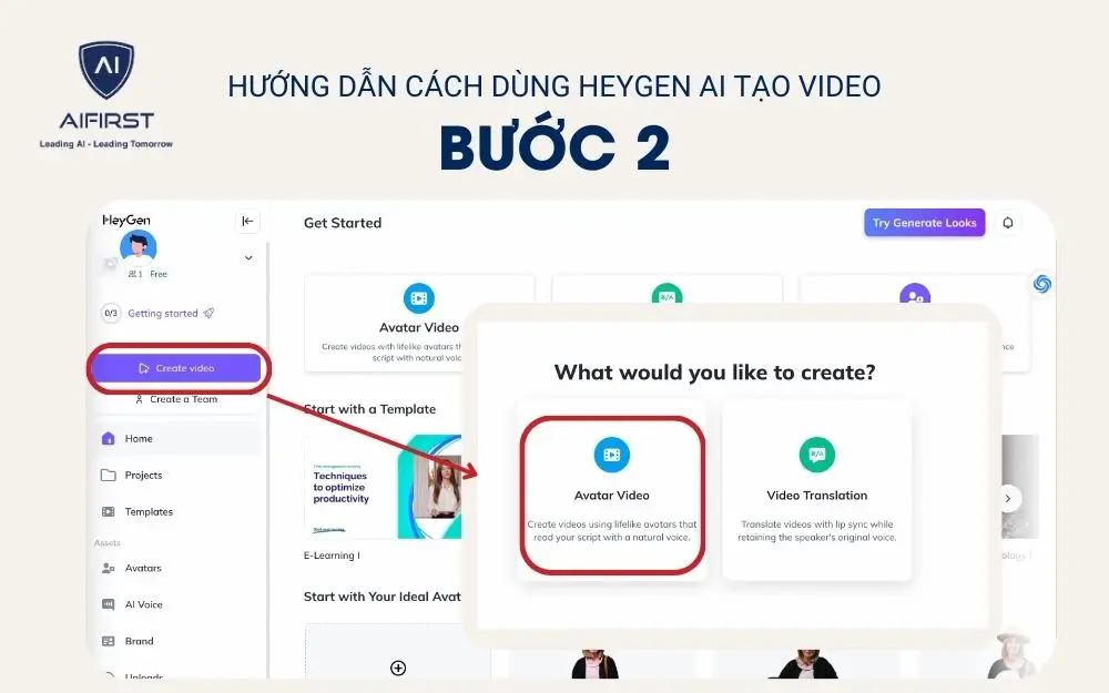 Bước 2: Chọn tạo video mới với HeyGen AI