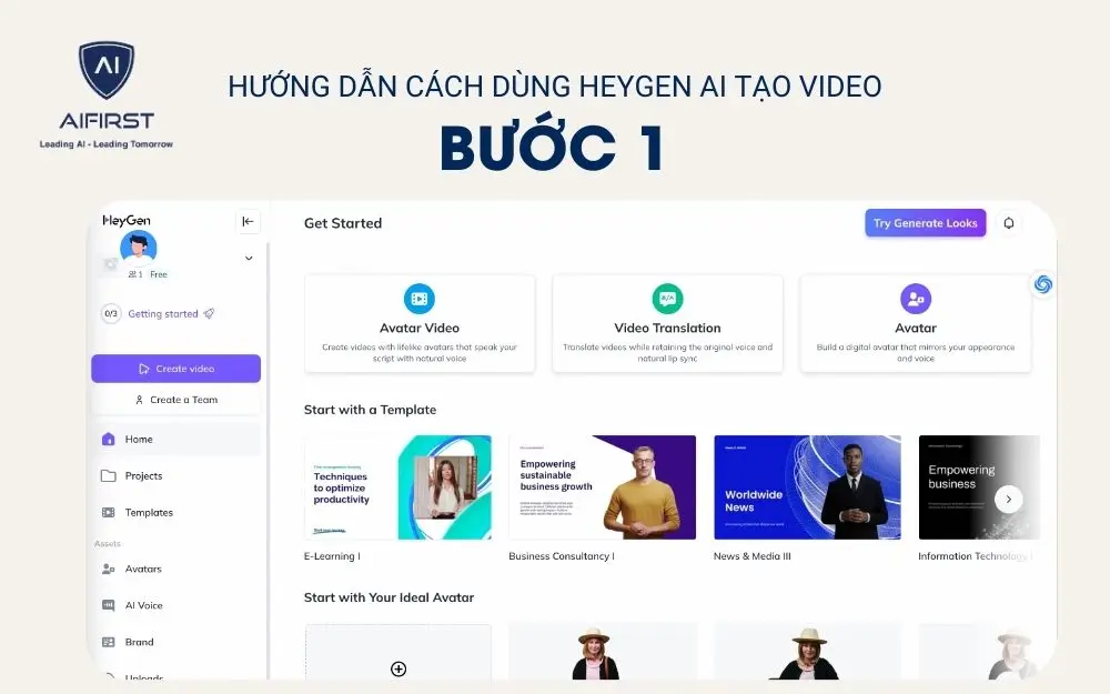 Bước 1: Đăng nhập tài khoản HeyGen AI