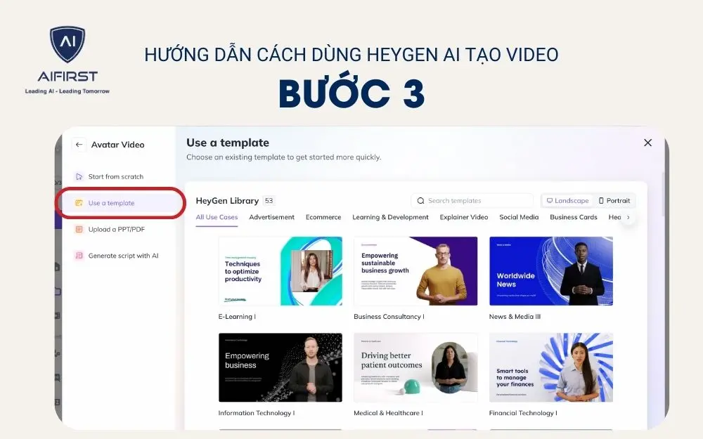 Bước 3: Chọn mẫu video