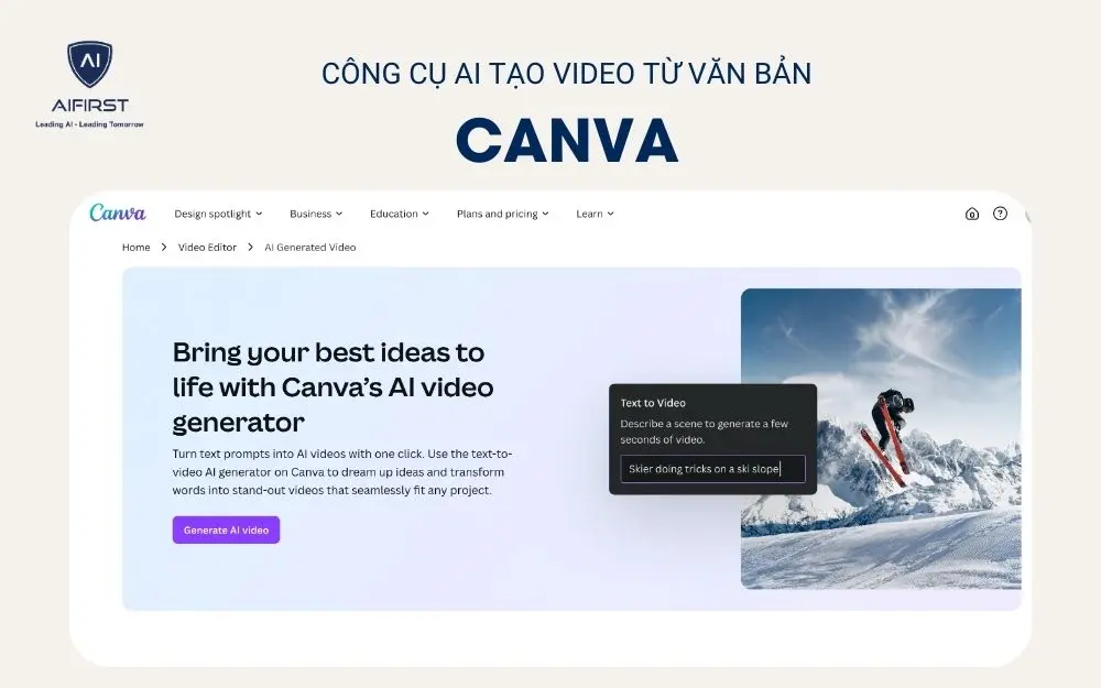 Công cụ AI tạo video từ văn bản Canva