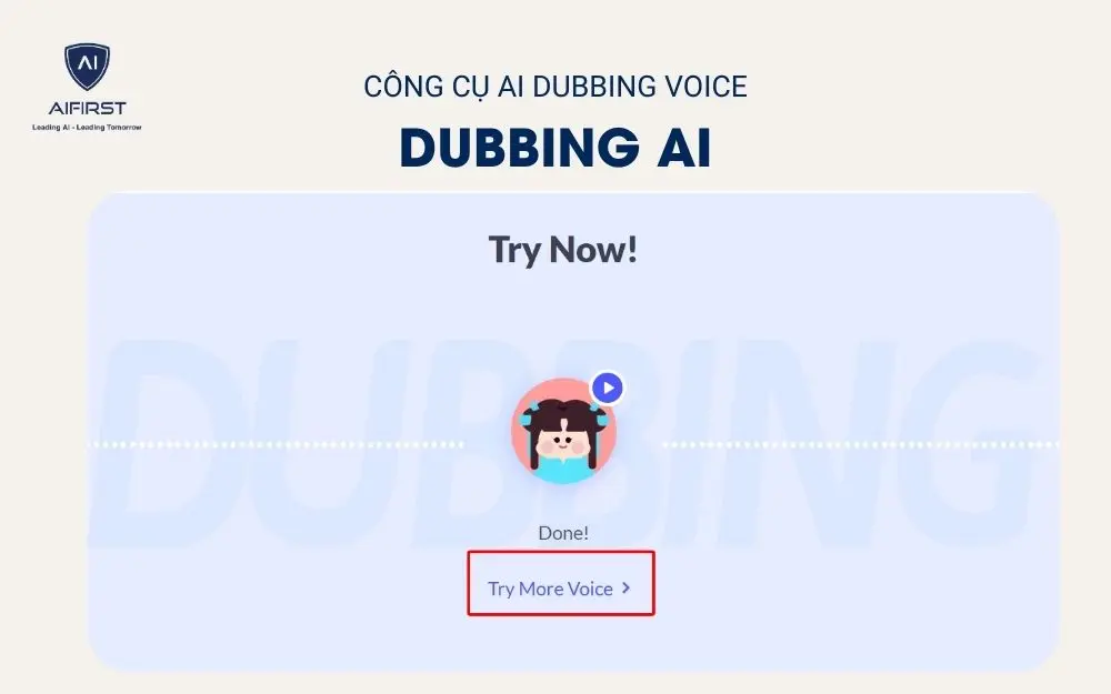 Bấm vào Try More Voice để lựa chọn nhiều giọng nói khác