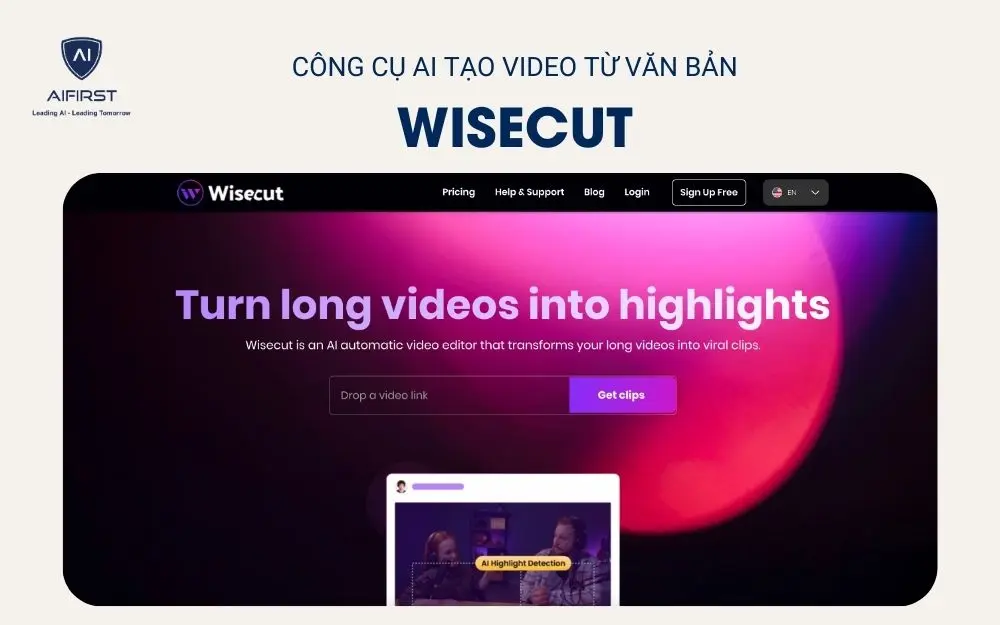 Công cụ AI tạo video từ văn bản Wisecut