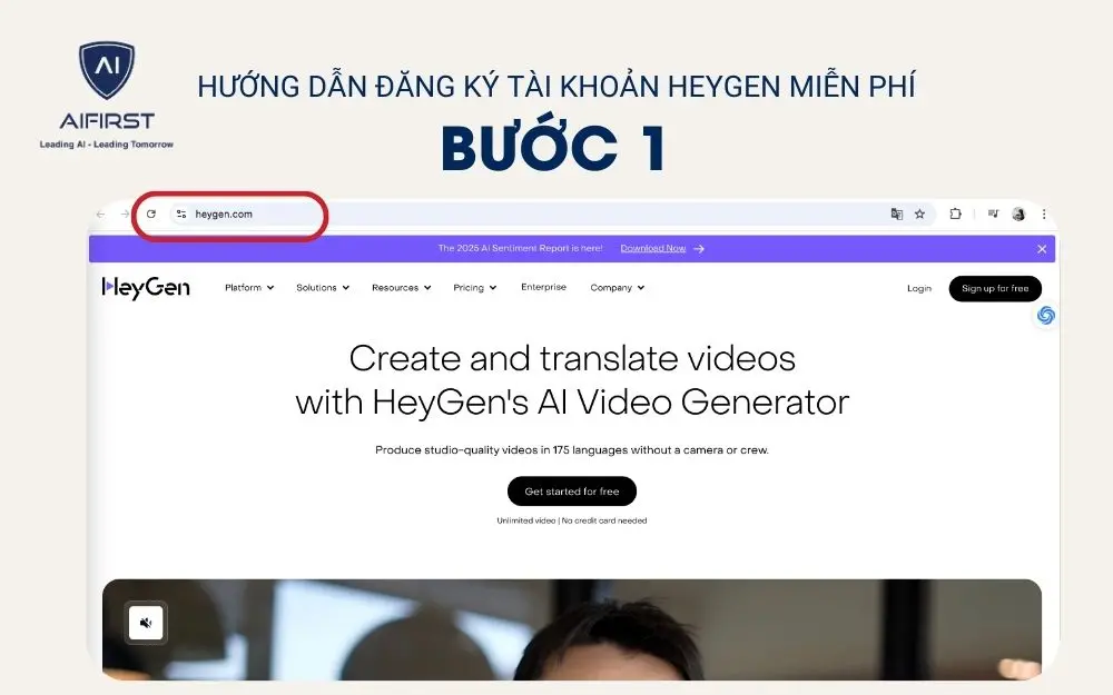 Bước 1. Truy cập trang chủ HeyGen