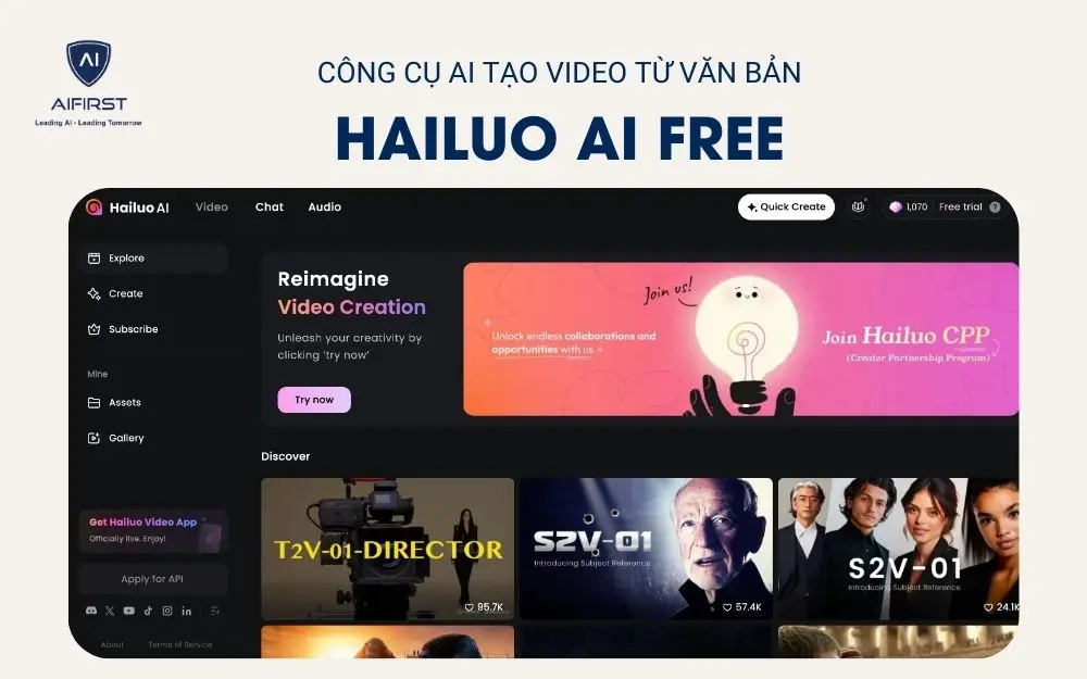 Công cụ AI tạo video từ văn bản Hailuo AI Free