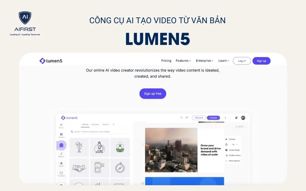 Công cụ AI tạo video từ văn bản Lumen5 