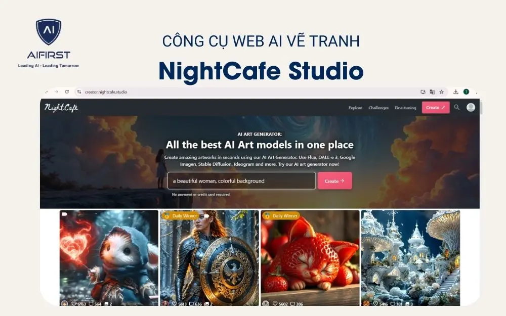 Web AI vẽ tranh NightCafe Studio