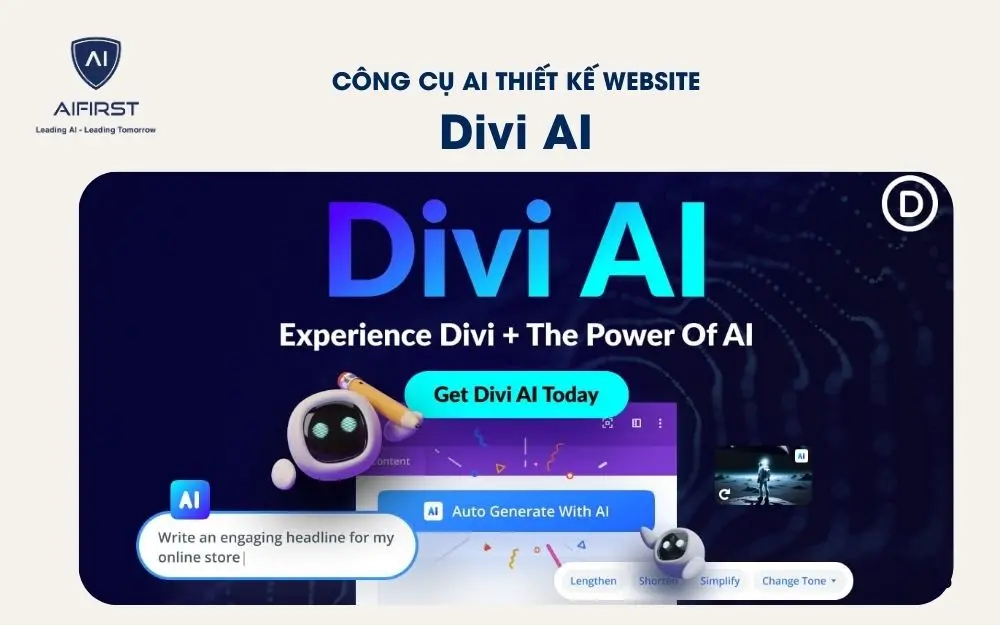 Công cụ AI thiết kế web Divi AI