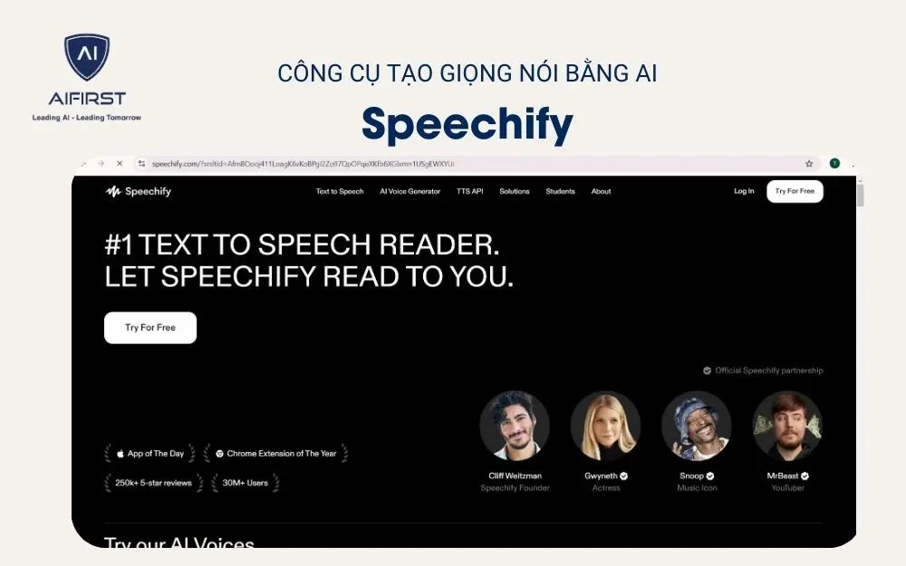 Công cụ tạo giọng nói bằng AI - Speechify