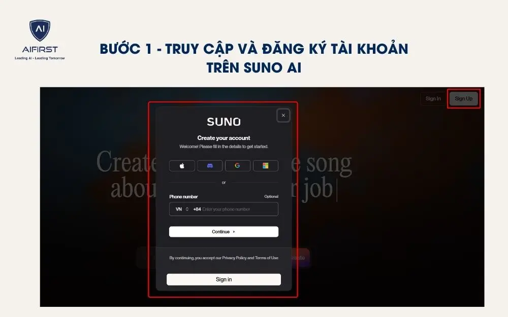 Truy cập vào website và tiến hành tạo tài khoản