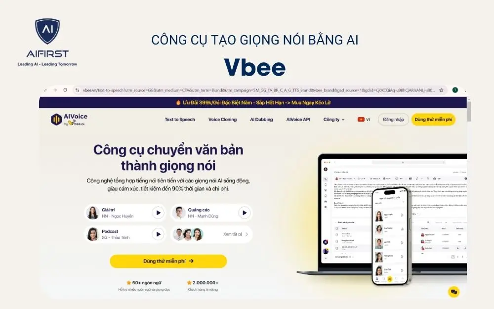 Công cụ tạo giọng nói bằng AI - Vbee