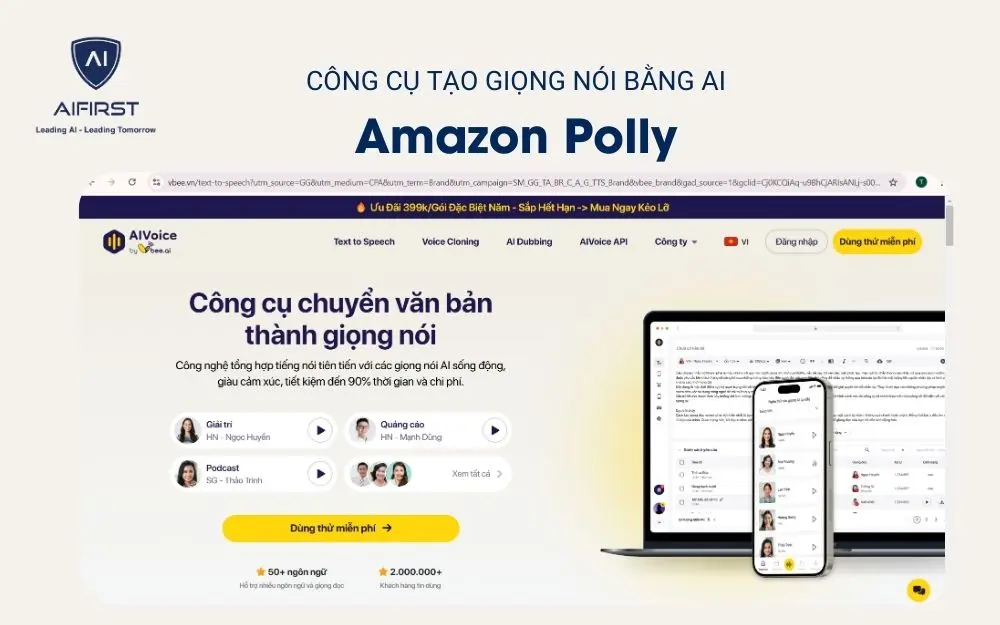 Công cụ tạo giọng nói bằng AI - Amazon Polly