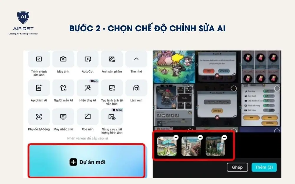 Thêm hình ảnh/ video có sẵn để tiến hành chỉnh sửa với các công cụ AI