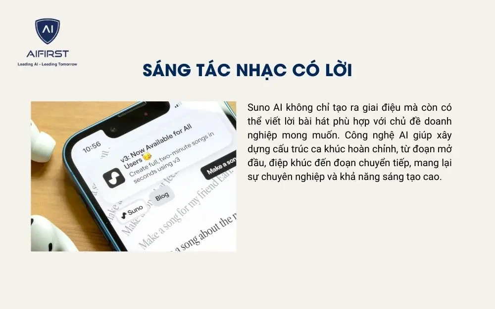 Tính năng này giúp doanh nghiệp tạo bài hát thương hiệu, nhạc quảng cáo