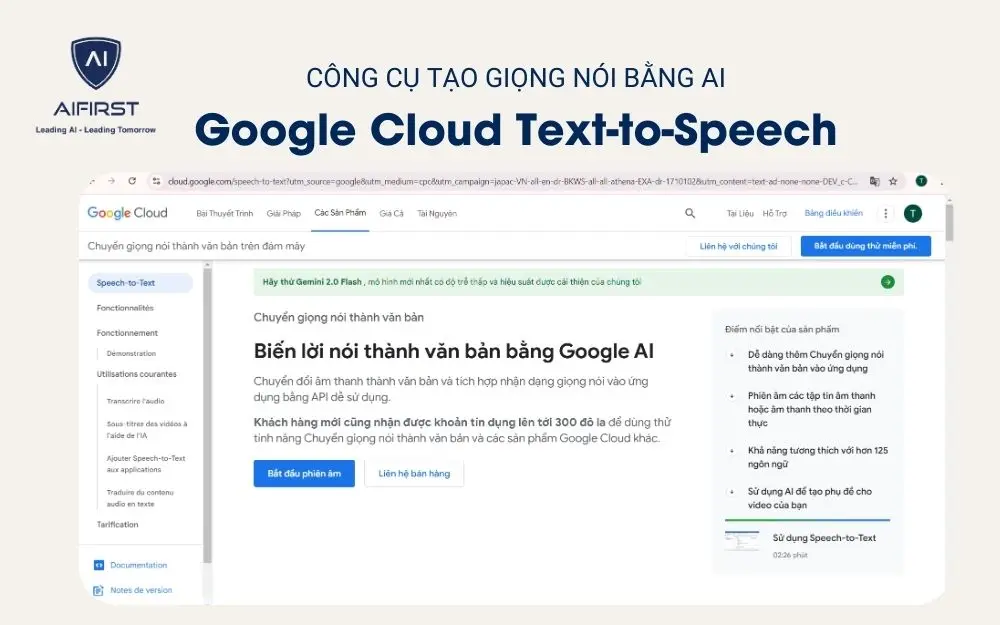 Công cụ tạo giọng nói bằng AI - Google Cloud Text-to-Speech