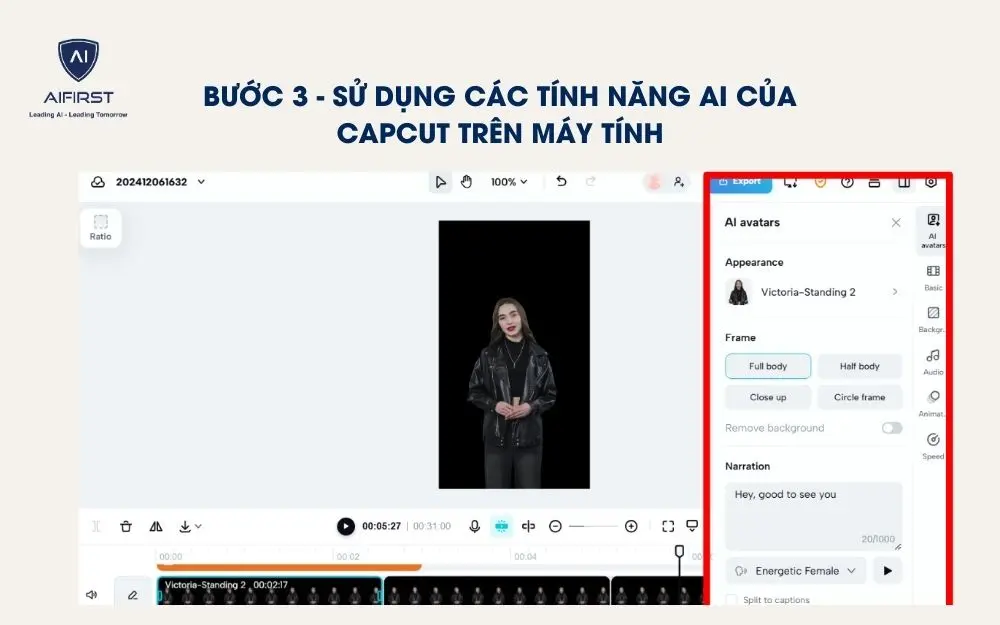 Sử dụng tính năng AI tích hợp trên website CapCut