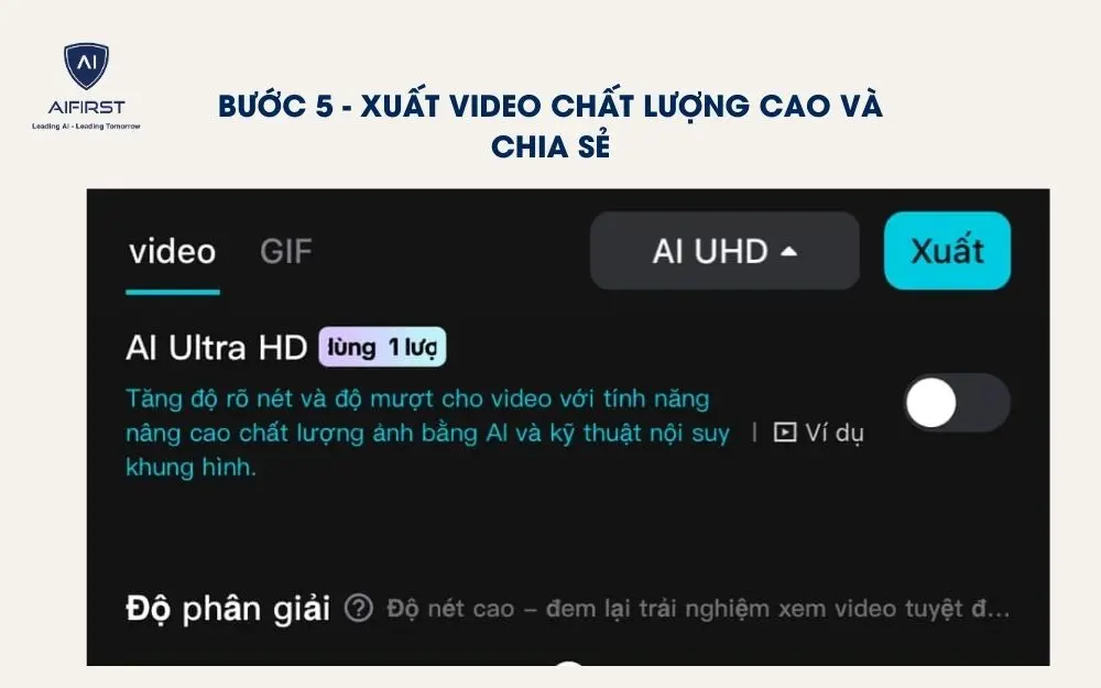 Chỉnh các thông số về độ phân giải, kích thước và nhấn vào xuất video