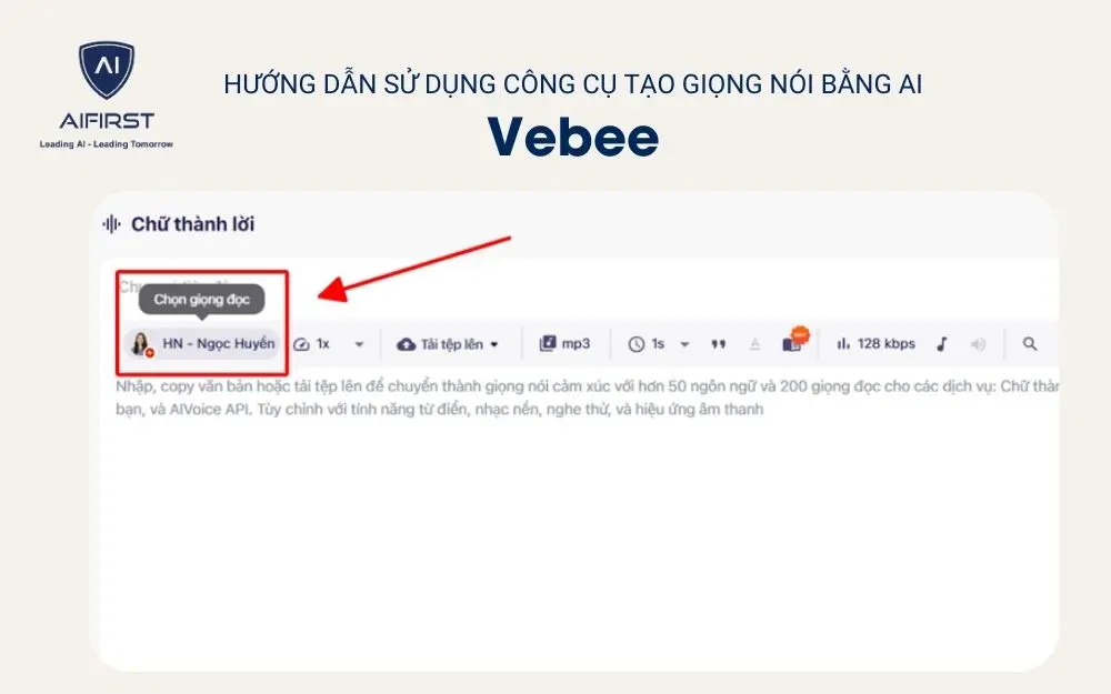 Chọn giọng đọc và nhập văn bản cần chuyển đổi