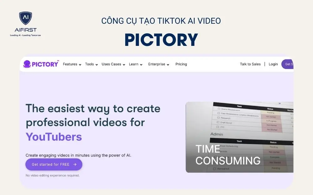 Công cụ tạo TikTok AI video Pictory