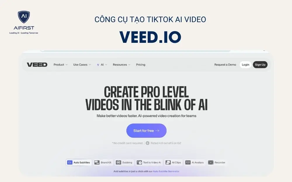 Công cụ tạo TikTok AI video VEED.IO