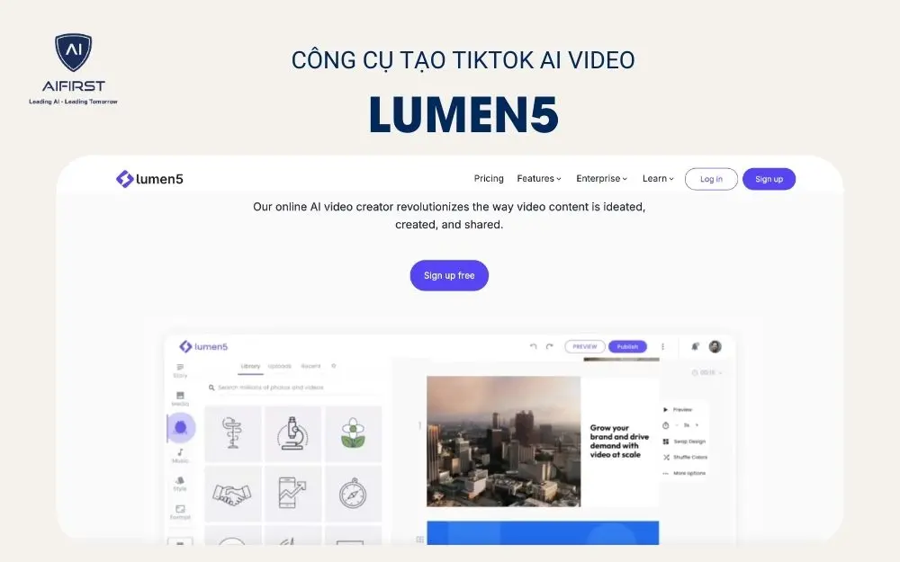 Công cụ tạo TikTok AI video Lumen5