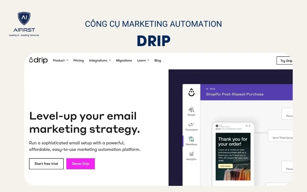 Drip nổi bật với giao diện thân thiện