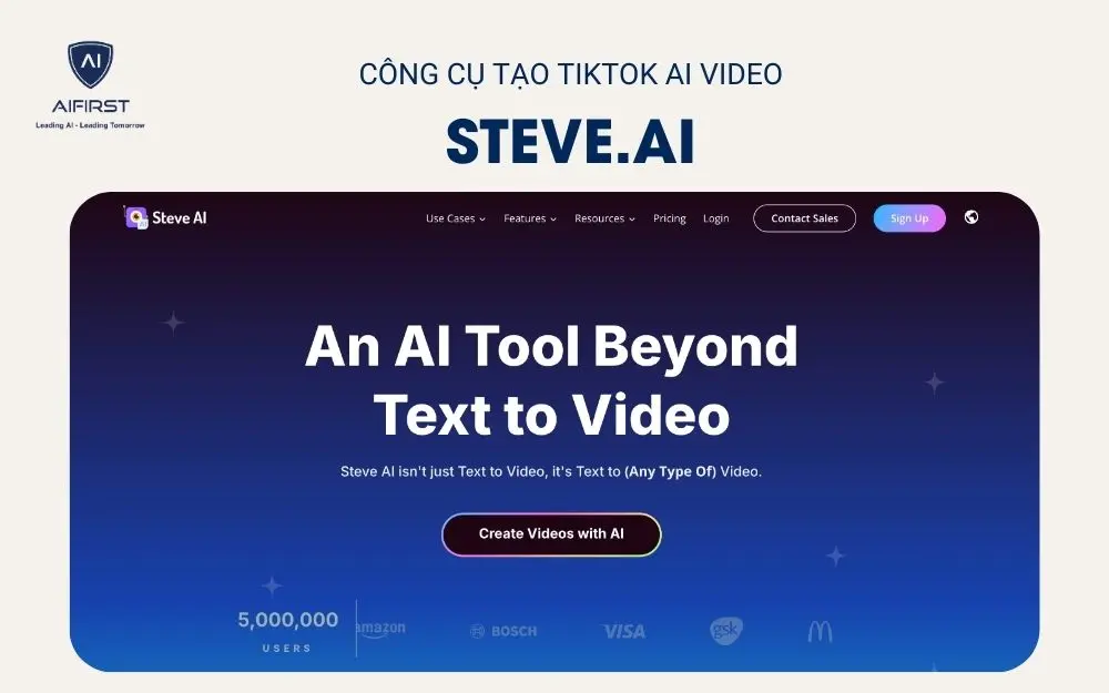 Công cụ tạo TikTok AI video Steve.AI