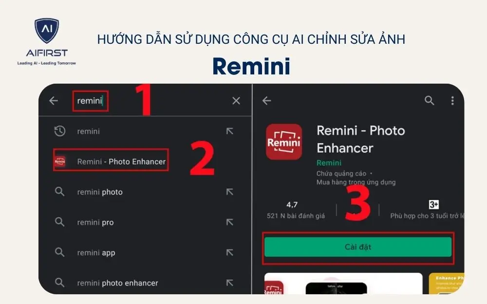 Cài đặt ứng dụng Remini