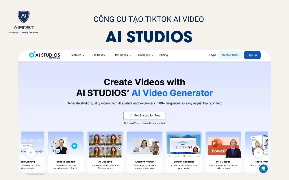 Công cụ tạo TikTok AI video AI STUDIOS