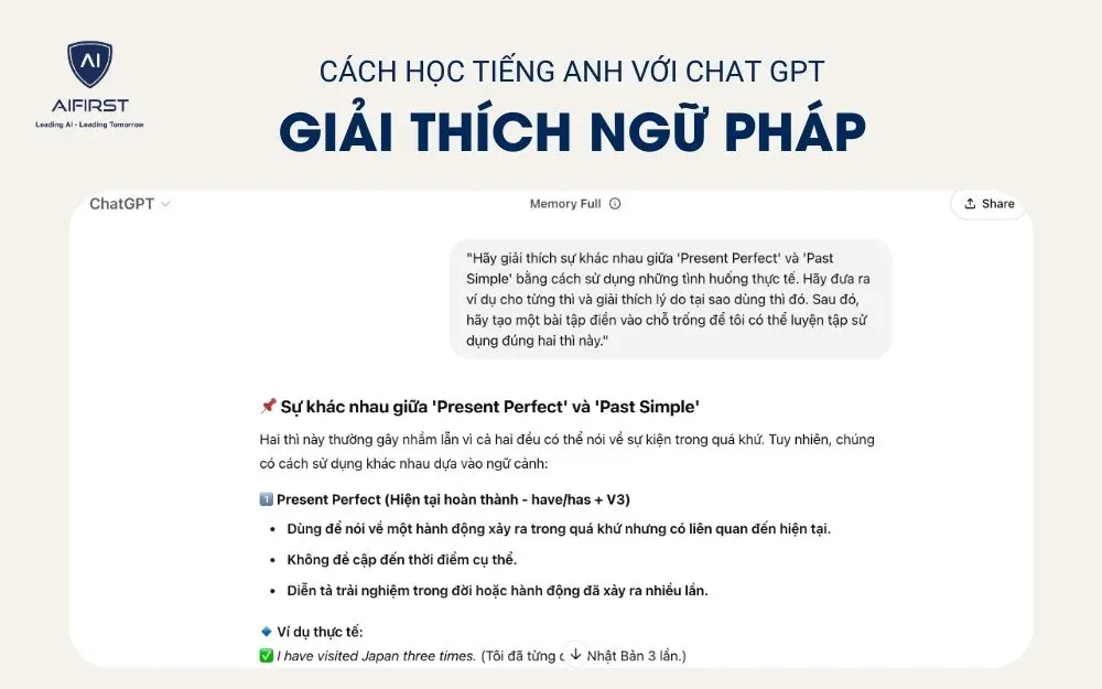 Học tiếng Anh với Chat GPT để cải thiện ngữ pháp