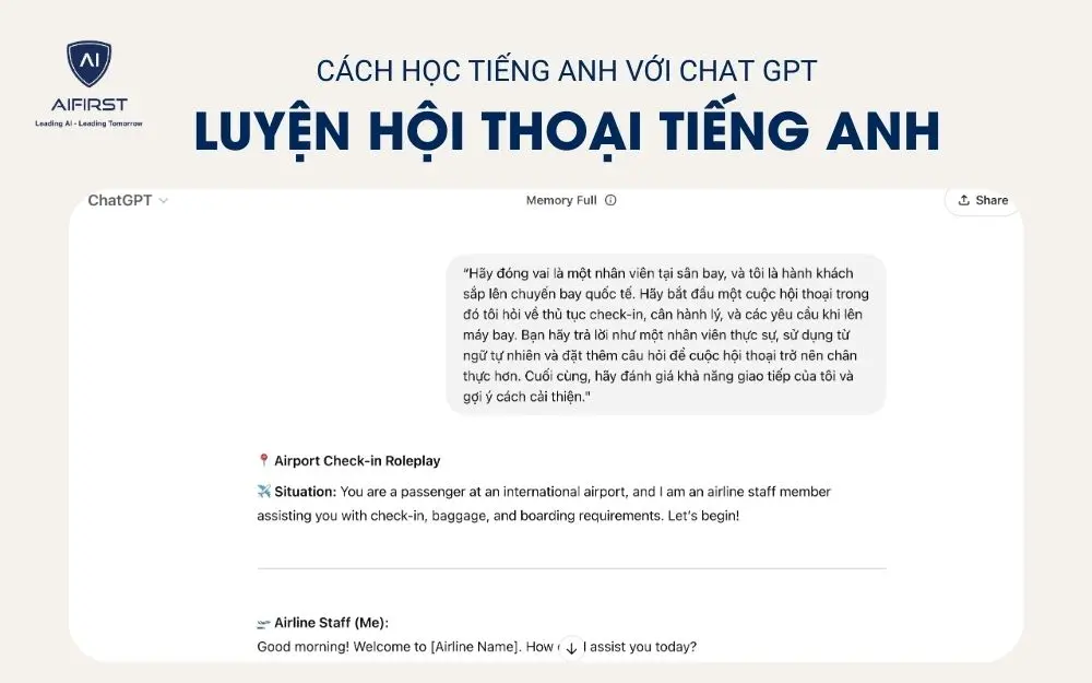 Luyện hội thoại tiếng anh với Chat GPT