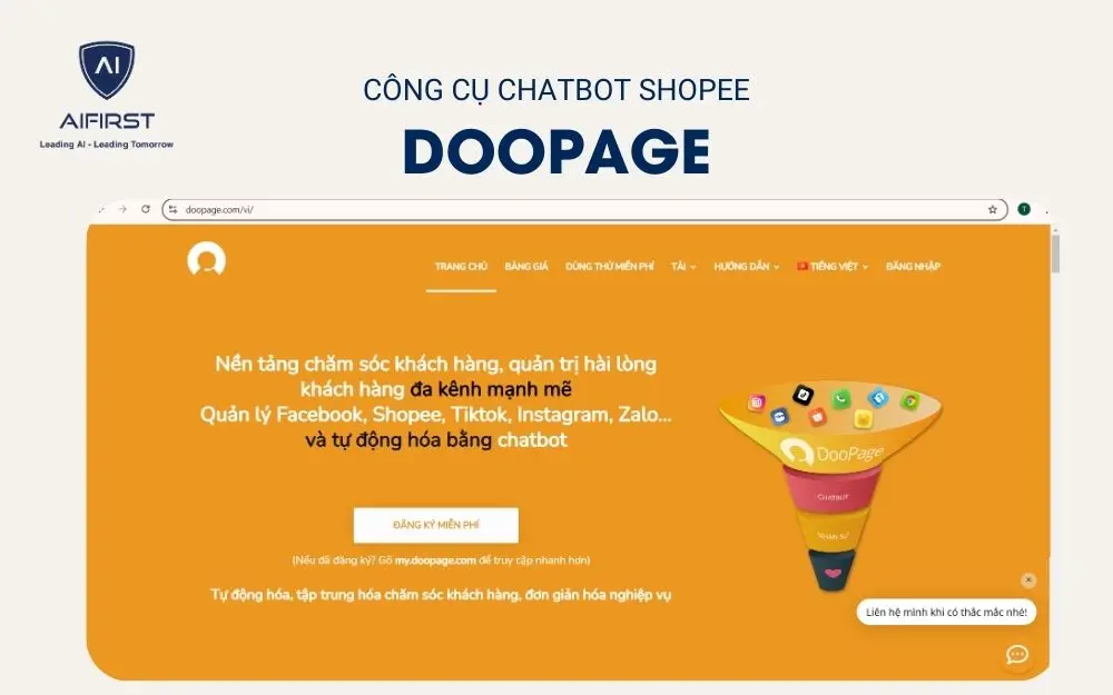 Công cụ chatbot Shopee - DooPage