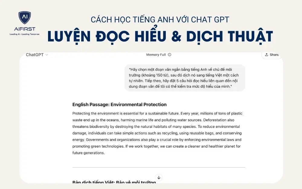 Luyện đọc hiểu và dịch thuật với Chat GPT khi học tiếng Anh