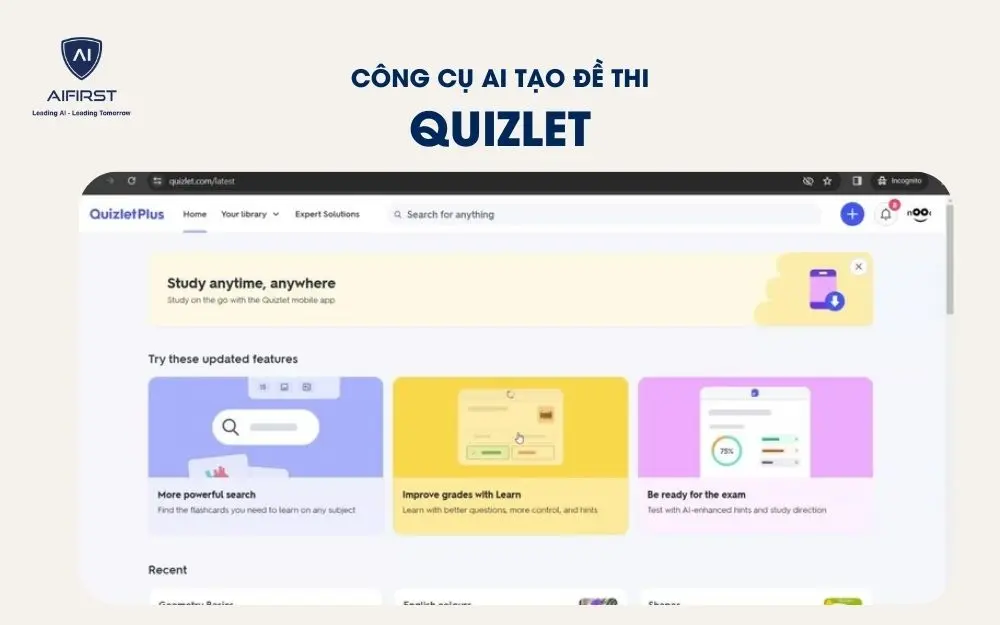 Quizlet sở hữu giao diện dễ dùng cùng thư viện người dùng phong phú