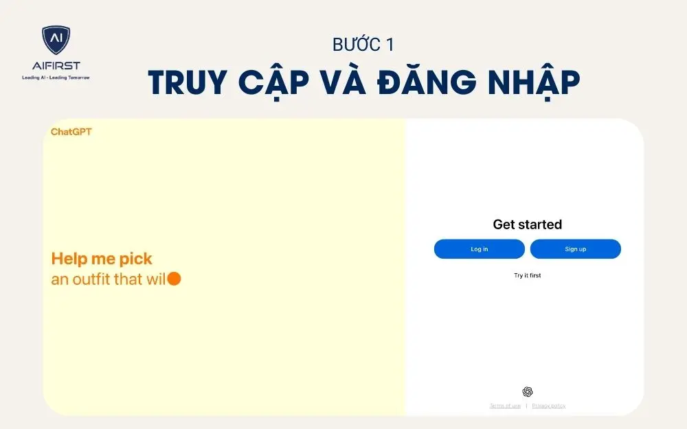 Truy cập trang web Chat GPT và đăng nhập