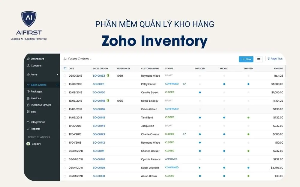 Phần mềm quản lý kho hàng Zoho Inventory