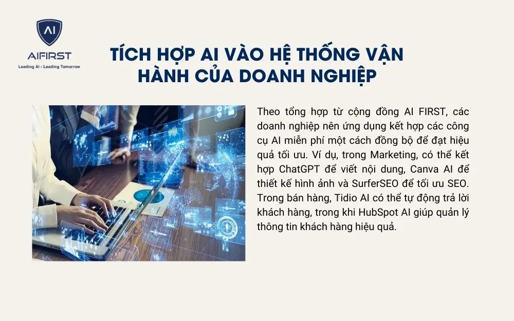 Tích hợp nhiều công cụ AI miễn phí vào quy trình vận hành của doanh nghiệp