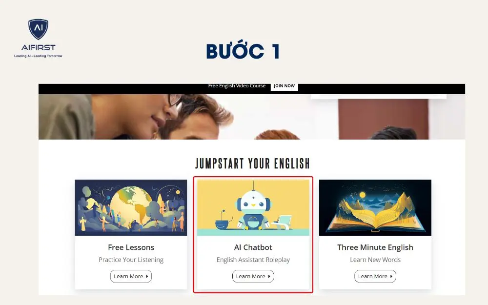 Truy cập vào trang và bấm vào “AI Chatbot”