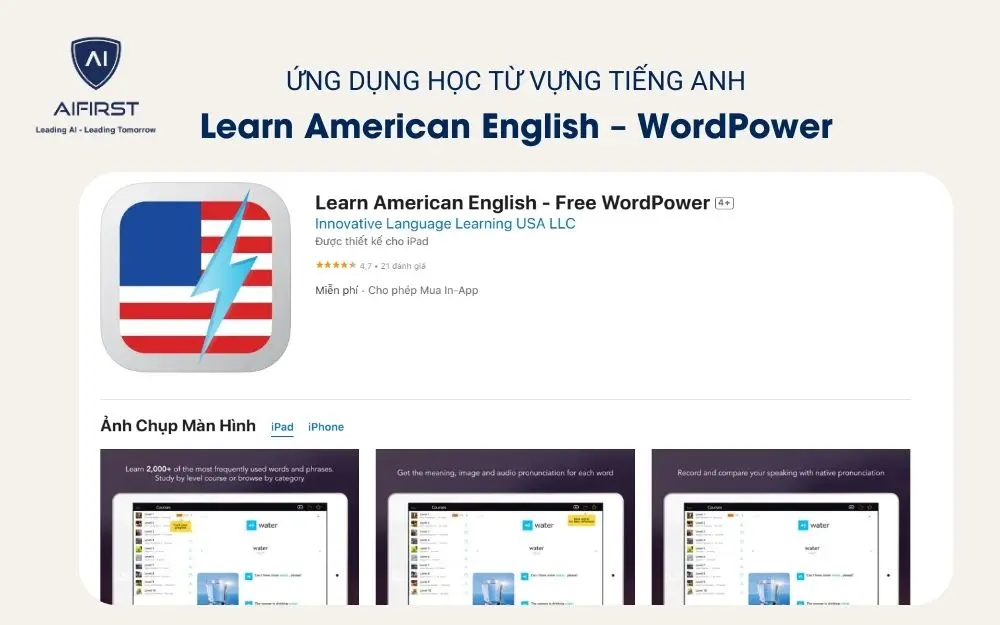 Ứng dụng học từ vựng tiếng Anh - Learn American English - WordPower