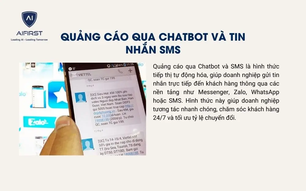 Gửi tin nhắn quảng cáo qua Chabot và SMS