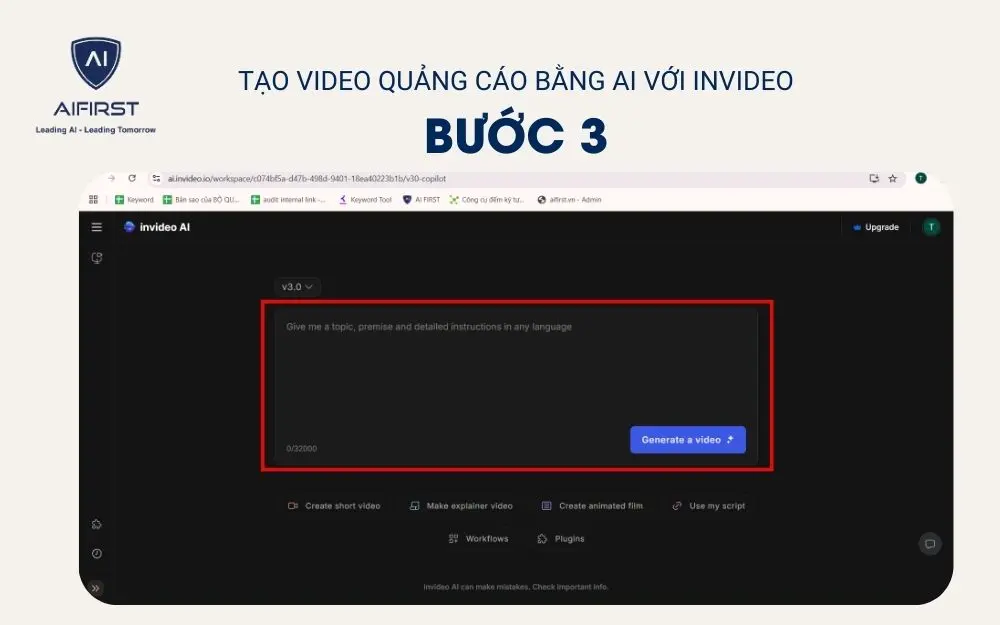 Soạn mô tả và “Generate a Video”