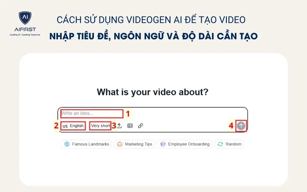 Nhập tiêu đề, chọn ngôn ngữ và độ dài cho video